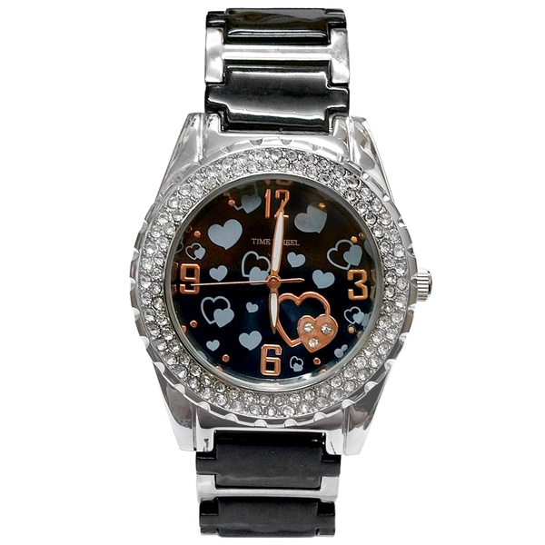 TIME WHEEL 璀璨晶鑽兩心相偎時尚陶瓷錶