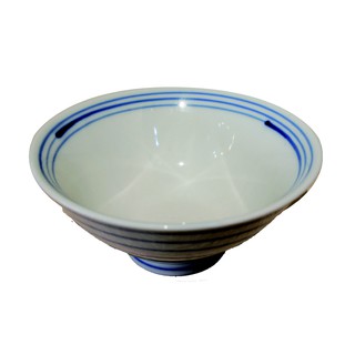 原點居家創意 日式復古藍色條紋湯碗麵碗 5.6吋