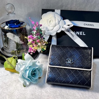 Chanel vintage 拼色短夾/小香二手短夾/Chanel vintage wallet