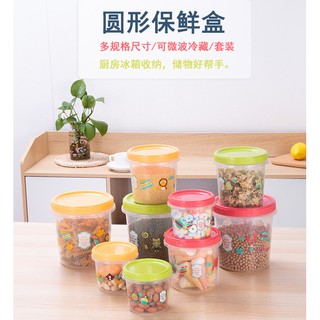 【LUCKY HOUSE 福氣坊】圓形水果保鮮盒 塑膠儲物盒 兒童卡通收納盒 冰箱收納盒 3件一套