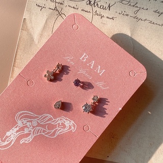 BAM飾品///多件組韓國 精緻迷你小花鑽 花花水晶耳環 925純銀耳針 14K 韓國 耳環 現貨耳環