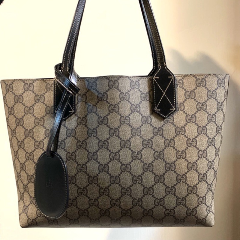 Gucci 滿版Logo小牛皮雙面用肩背包 含發票3萬2購入