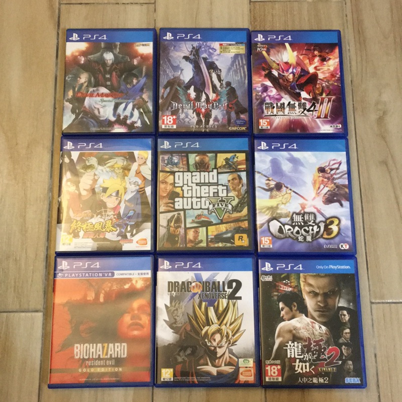 ps4二手遊戲～便宜賣光碟近全新無刮傷（惡魔獵人5、七龍珠異戰2、蛇魔無雙3、GTA5)