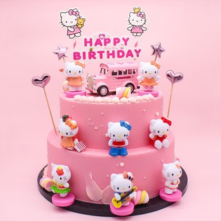6 件裝 Hello Kitty 蛋糕裝飾卡通貓蛋糕裝飾兒童生日派對用品女孩玩具