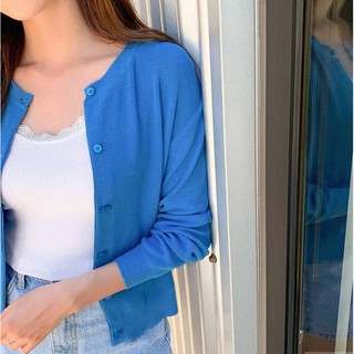 轉賣 cherrykoko柔軟親膚圓領針織小外套(夏季版) 藍色