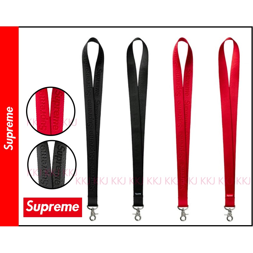 2016 SS 開季商品Supreme Nylon Lanyard Black 黑紅吊繩證件帶頸掛繩| 蝦皮購物