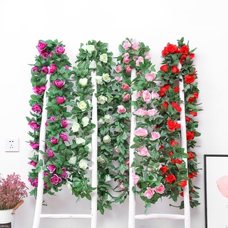 230 厘米人造藤玫瑰人造絲玫瑰吊藤花花環戶外婚禮拱花園牆壁裝飾