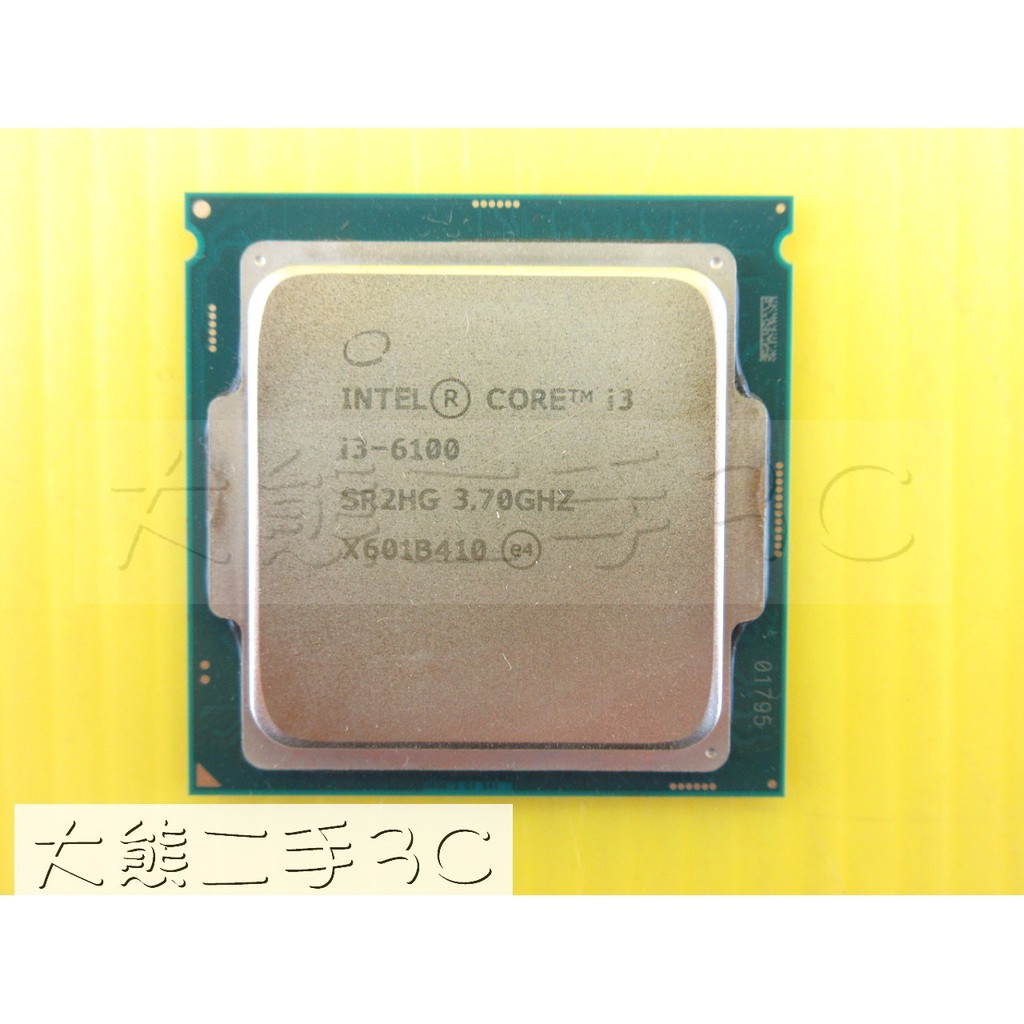 【大熊二手3C】CPU-1151 Core i3-6100 3.7G 3M 8GT/s SR2HG-2C4T