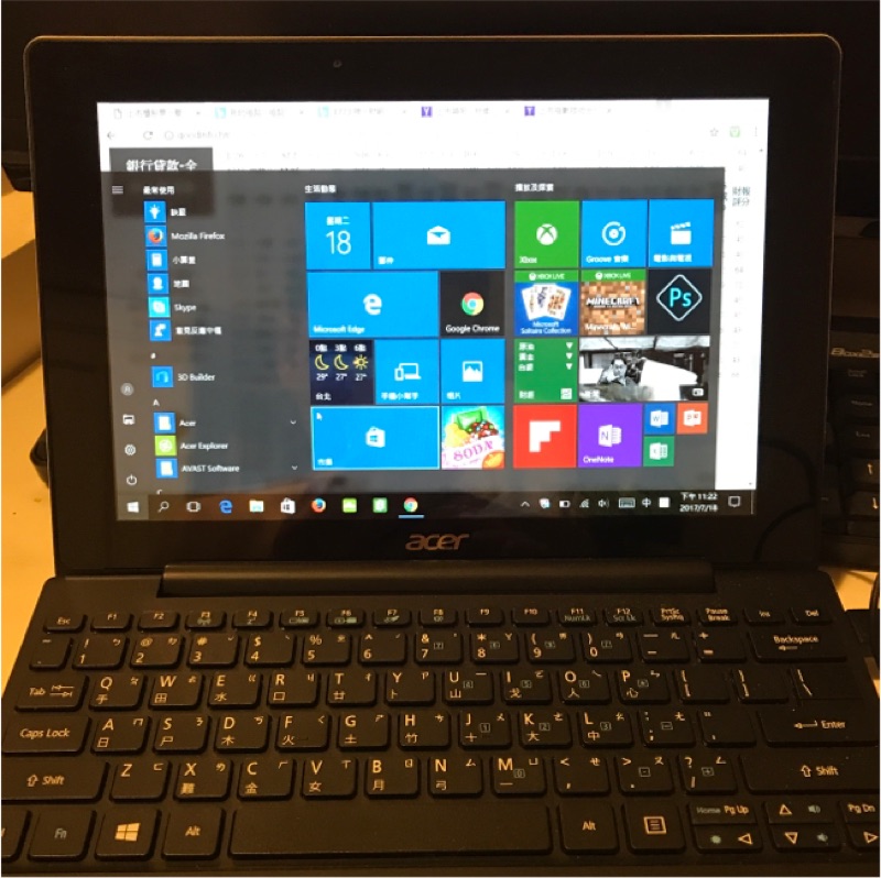 宏碁Acer10吋平板2和1筆記型電腦AspireSw3-016 Win10 2G ram