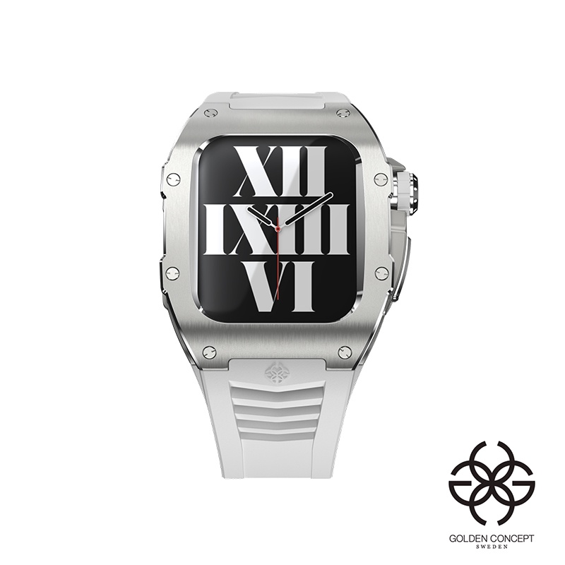 Golden Concept 錶殼 APPLE WATCH 41mm 白色錶帶 銀色鈦金屬錶框 RST41-SL-SL