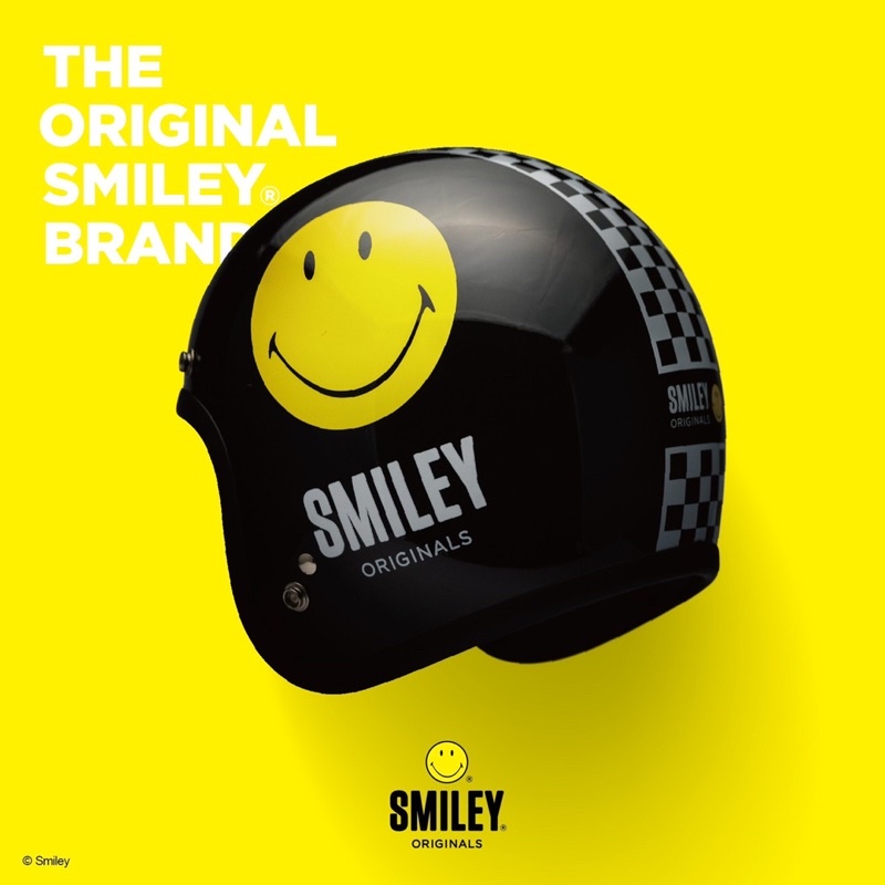 Gallop x SMILEY HELMET 黃色笑臉 聯名款 3/4 半罩安全帽 黑色