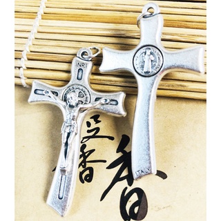 ❤as86❤歐式人物聖牌玫瑰經念珠義大利進口本篤項鏈吊墜銀色5*3.3cm