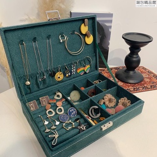 【熱銷】大冬至🔥 歐式復古大容量帶鎖飾品收納盒 ins風簡約首飾盒 耳環項鍊戒指收納盒 珠寶收納潮包精品館