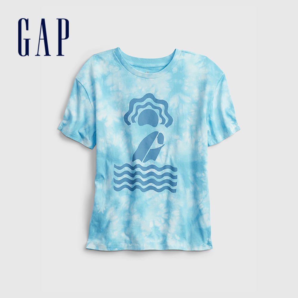Gap 男童裝 純棉紮染印花短袖T恤-藍色紮染(689818)