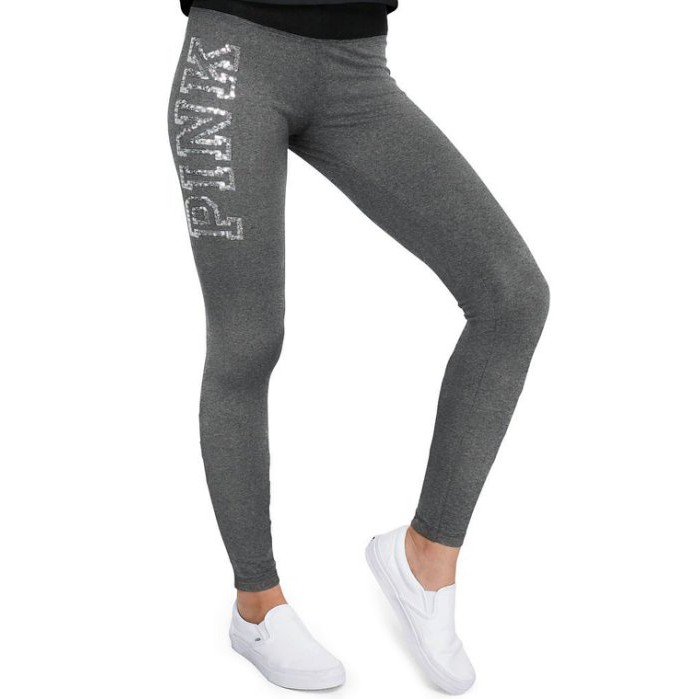 Victoria's Secret 全新正品  PINK系列 經典款 棉質顯瘦亮片瑜珈褲 現貨S 下殺