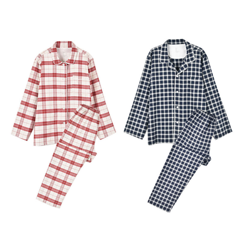 無印簡約風格法蘭絨無側縫良品家居服睡衣套裝mu 秋冬全棉磨毛情侶男款ji 厚棉絨保暖9032 蝦皮購物