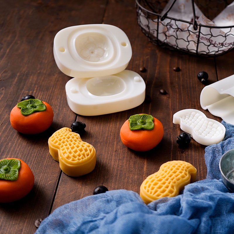 新款50g柿子花生月餅模具兔子祝福袋冰皮月饼蛋糕綠豆蛋糕糕點模具 DIY 烘焙工具
