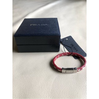保證全新正品 Prada 紅色手環 女用 皮手環 size S 和 M
