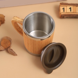 Pcf* 實用竹咖啡杯不銹鋼咖啡杯絕緣 12 盎司