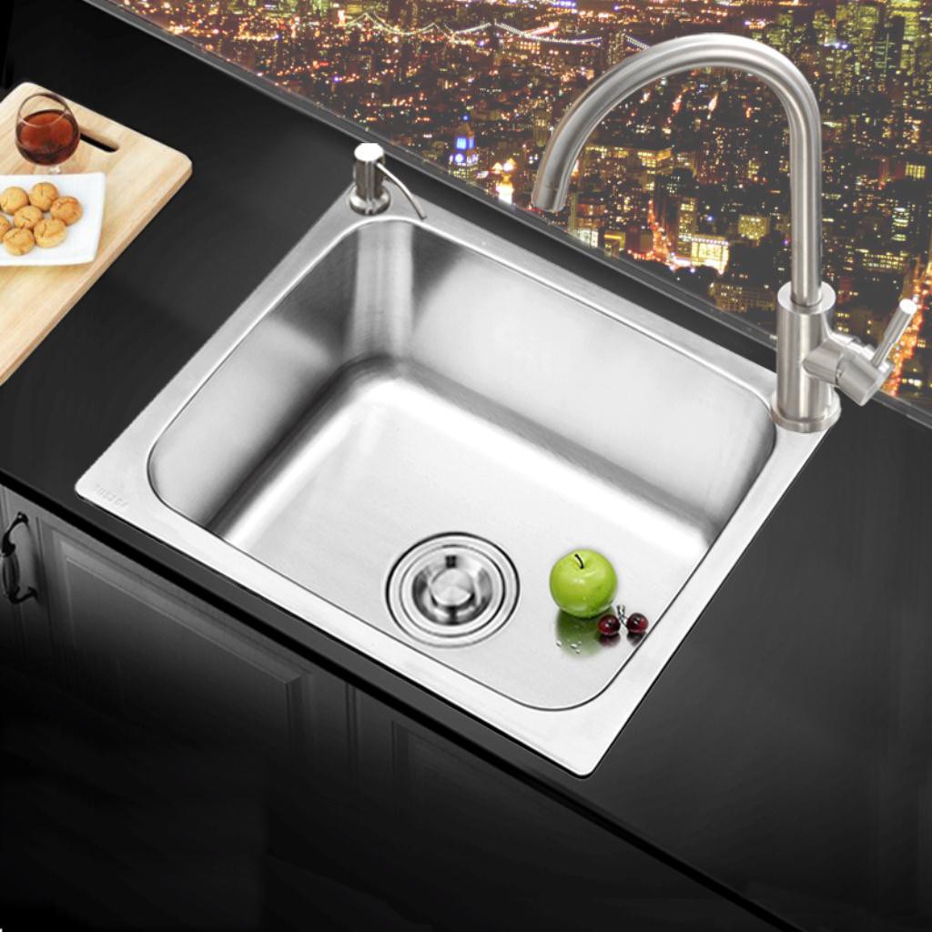 洗菜池單槽小號廚房洗碗槽sus304不銹鋼臺上盆一體小型迷你單水槽 蝦皮購物