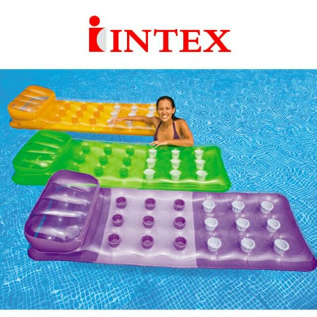 Intex水上漂漂床 😎 時尚帶枕浮排 intex充氣床