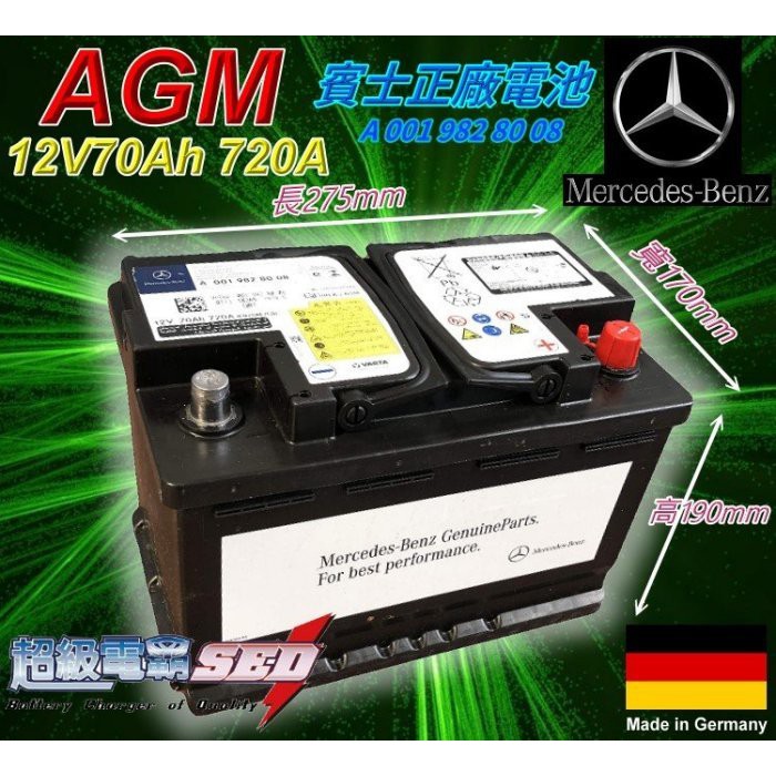 新莊【電池達人】BENZ 正廠電池 德國賓士 AGM電瓶 70AH VARTA E39 C200 B180 B200