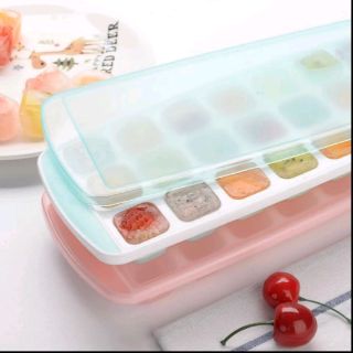 21格製冰盒DIY自製冰塊【愛baby用品】軟膠底部帶蓋子分裝盒副食品冰磚冰塊製冰盒夏日炎熱冰品製造盒冰塊水果冰棒消暑