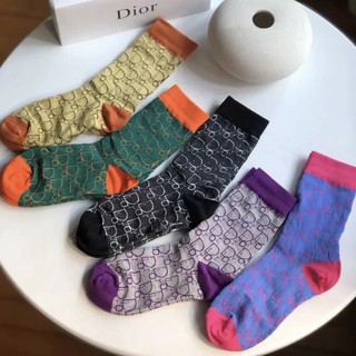 Dior 迪奧 襪子中筒 情侶款網紅 純棉吸汗 長襪禮盒 五雙一盒 36～43可穿