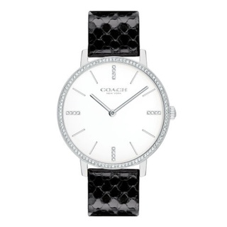 COACH 時尚女士施華洛世奇晶鑽錶 35mm 女錶 手錶 腕錶 14503349 黑色蛇紋小牛皮錶帶(現貨)