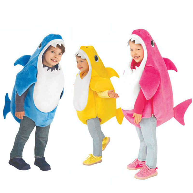 【三色可選】新款可愛寶寶兒童鯊魚一家 幼兒園萬聖節舞台表演扮演服裝 cos鯊魚服裝