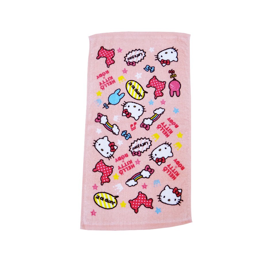 【Sanrio三麗鷗】凱蒂貓與粉紅Rody童巾 100%棉 28x54cm
