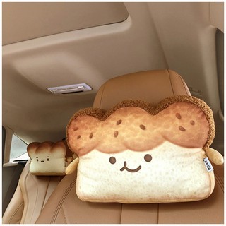 電子發票🧾Q版吐司車枕 汽車頭枕 護頸枕 睡覺枕 麵包 車用 可愛 搞怪 表情 卡通 頭枕 靠枕 枕頭