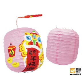 6吋-粉色橢圓彩繪燈籠(附燈把) 綜合美勞  美勞DIY材料包 創意兒童教材【魁風小舖】