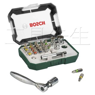 【工具先生】德國 BOSCH 26件式 手動 電鑽起子頭 棘輪起子頭組 螺絲起子頭 套筒 套筒接桿 棘輪扳手