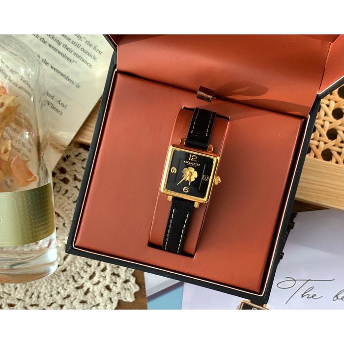 ✨美國代購✨COACH 女錶 CASS系列茶玫瑰 小方型錶盤 石英錶 精致女手錶 日常生活防水
