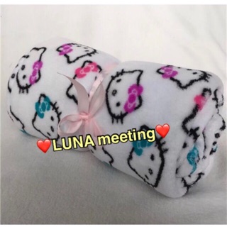 現貨💕白色印花Kitty珊瑚絨毛毯 萬用毛毯 車毯 午睡毯 電視毯 附收納袋
