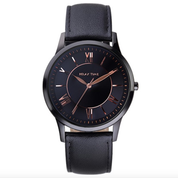【聊聊甜甜價】RELAX TIME 學院風格腕錶 ─ 黑x玫瑰金 (RT-58-9M) / 42mm