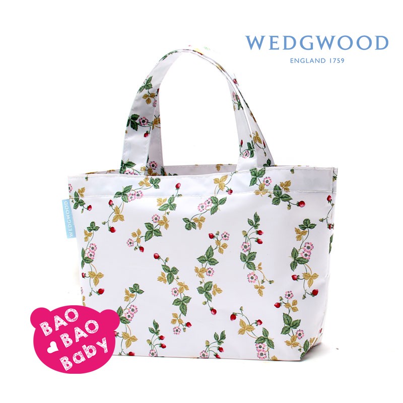 🍓寶貝日雜包🍓英國WEDGWOOD經典野草莓印花圖案托特包 野餐包 便當包  便當袋 購物包 英國瓷器品牌 手提包
