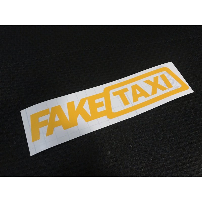 【豆豆彩藝】F32-FAKE TAXI 簍空防水貼紙 (潮貼 側貼 玻璃貼 後檔貼 歐美無碼 老司機 計程車)