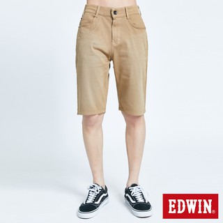 EDWIN 男款 加大碼 迦績EJ3棉涼感寬鬆短褲(灰卡其)