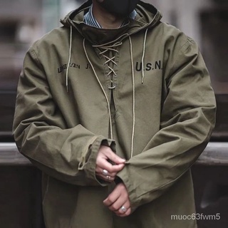 觀霧美式復古二戰海軍工裝甲板服短款風衣休閒軍旅外套連帽衛衣男夾板 D7H3