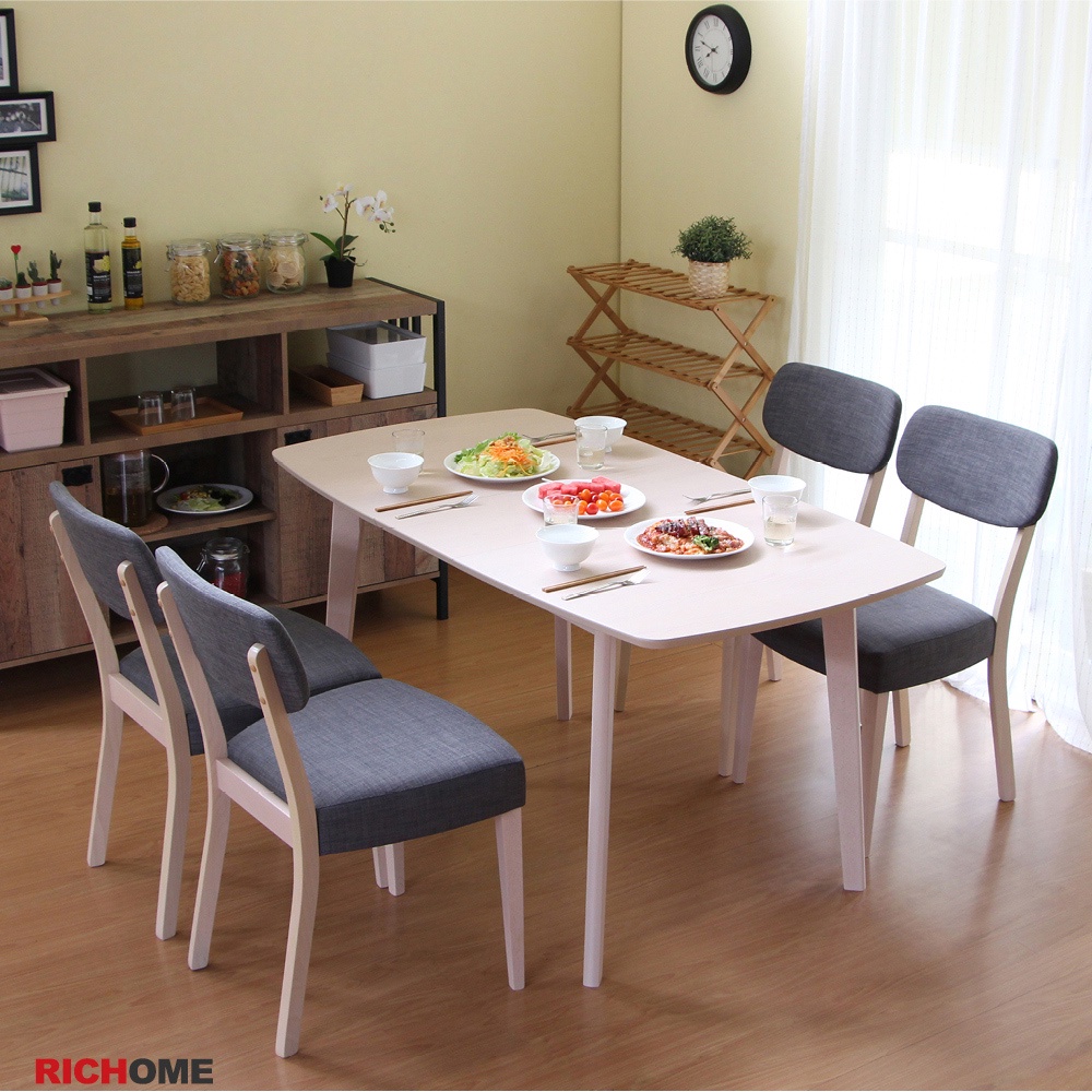 RICHOME  福利品  TA-405  CH-1225  亞瑪餐桌椅組 (一桌四椅)  餐桌 餐桌椅 一桌四椅 餐椅