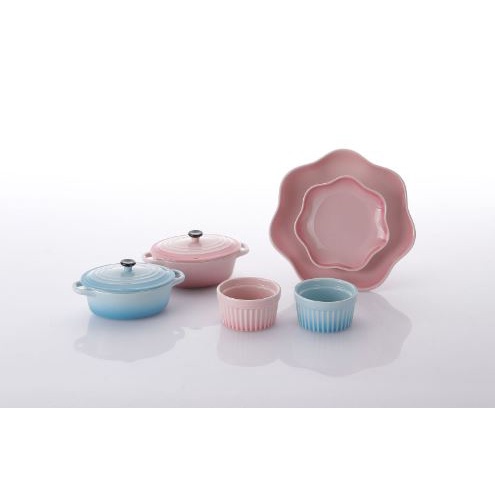 【NEOFLAM】甜美鑄瓷餐具6件組 蜜桃雪酪陶瓷餐碗4件組 餐盤