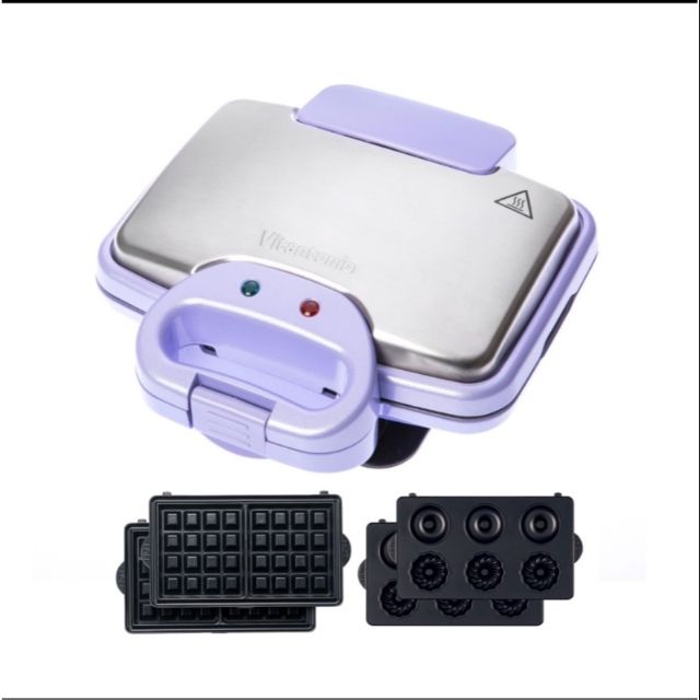 【單機雙烤盤】全新公司貨 Vitantonio台灣限定紫 VWH-242(方形鬆餅+蕾絲薄餅烤盤)