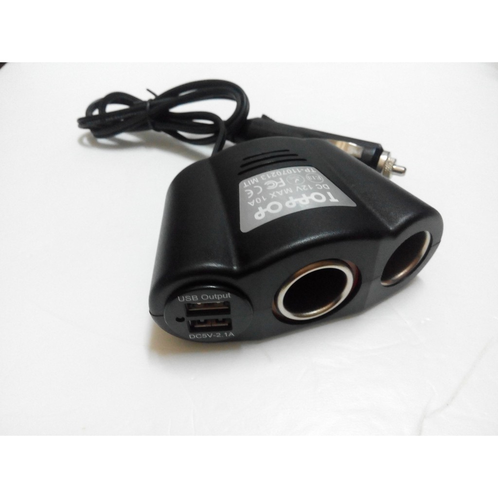 TOPPOP 車用電源供應器 2+2車充USB插座 點煙器車充 雙孔USB車用充電器 12V 10A~