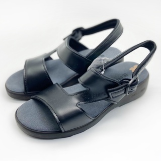 日本CROISSANT皮製女用休閒楔形涼鞋(女段)4592黑M=23~23.5cm-零碼出清