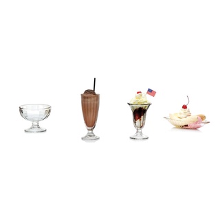 【Ocean】直紋杯系列6入組-共4款《拾光玻璃》 香蕉船皿 蘇打杯 聖代杯 冰淇淋杯 玻璃杯 甜點杯