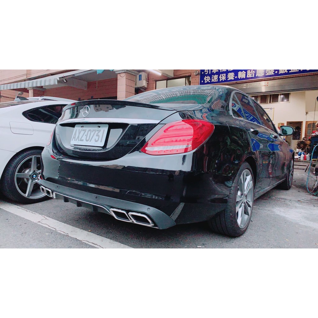 依馳國際 BENZ W205 改款前 前期 C63後下巴 含銀/黑色尾飾管 塑膠 原廠保桿