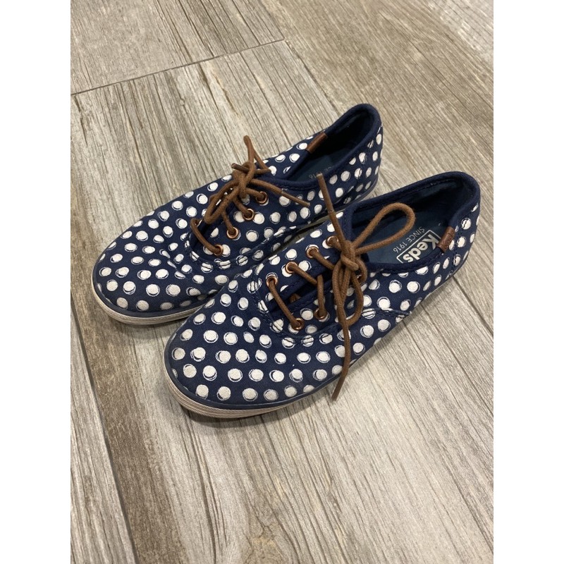 二手童鞋正品keds藍底白圓點布面休閒鞋 尺寸 21 5cm 蝦皮購物