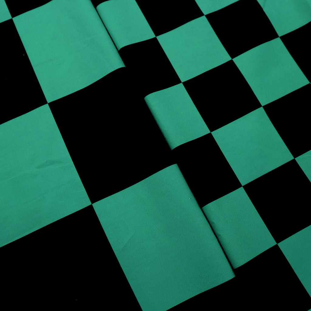 薄棉布 和柄 黑綠色市松紋 蝦皮購物